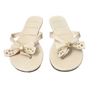 Elle Cream Studded Bow Sandals - Size 8
